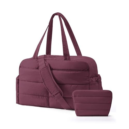 BAGSMART Gym Bag for Women with Toiletry Pouch, Lightweight Weekender Bags for Women with Wet Pocket, 31L Quilted Travel Duffle Carry On Bag, Weekender Overnight Bag for Travel,Water Resistant