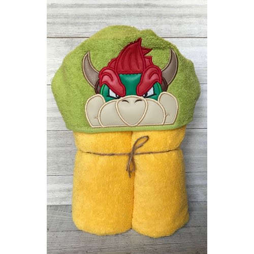 Bowser Hooded Towel, Personalized Bowser Hooded Towel, Super Mario Hooded Towel, Turtle Hooded Towel, Adult Sized Hooded Towel, Video Games