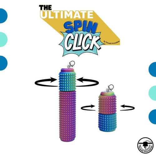 Prickly Pal Ultimate Spin Click - Spiky Spinner Fidget Tool with Clicker | Long-Spin Design | Full or Mini | Slim 1.15" Grip