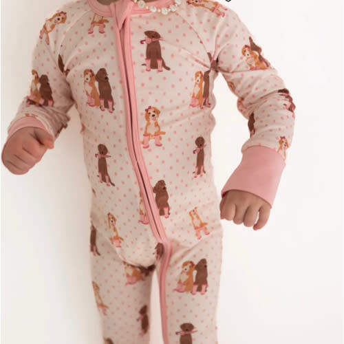 Pink Pup Friends Zipper Romper – In My Jammers