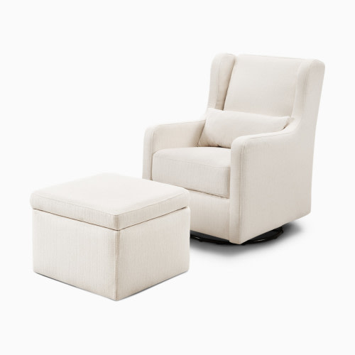 Carter's by daVinci Adrian Swivel Glider with Storage Ottoman - Performance Cream Linen