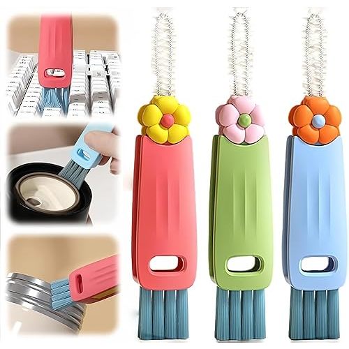 3 in 1 Cup Lid Cleaning Brush, 3 in 1 Multifunctional Cleaning Brush Portable Cup Lid Cleaner for Bottle Gap Tight Spaces Cup, Portable Cup Lid Cleaner with Brush, 3 Pcs