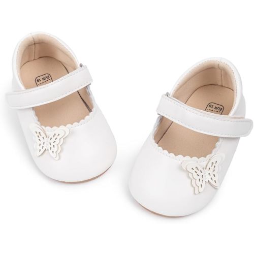 Meckior Infant Baby Girls Boys Handmade Princess Flats Toddler First Walkers Soft PU Leather Non-Slip Crib Wedding Dress Shoes