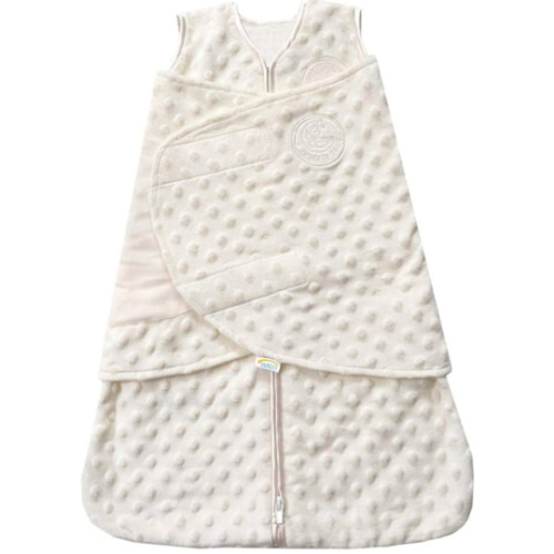 HALO Sleepsack Swaddle, 3-Way Adjustable Swaddle Blanket, TOG 3.0, Velboa Plush Dots, Cream, Newborn, 0-3 Months