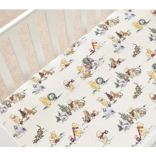 Disney's Winnie the Pooh Holiday Organic Cotton Crib Fitted Sheet