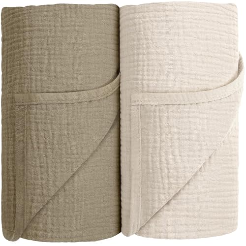 Susurration Muslin Receiving Blanket,100% Cotton Swaddle Blankets for Newborn Soft Thin Swaddle for Unisex Newborn 40x38in(Olive Green)