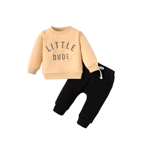 Twosya Toddler Baby Boy Fall Winter Clothes Crewneck Long Sleeve Sweatshirt Pullover Tops + Casual Pants Outfit Set