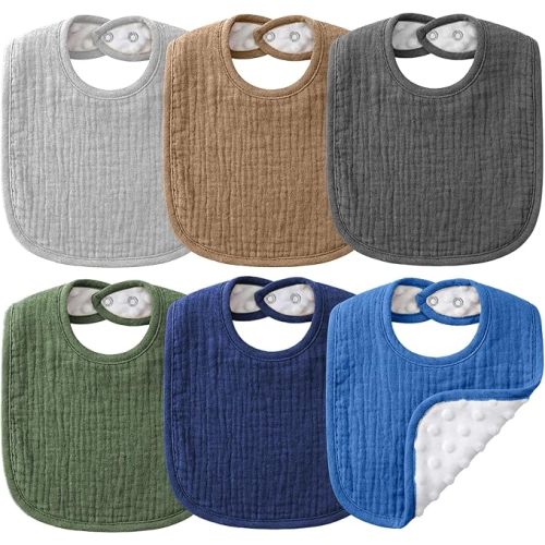 NISXABEBE Muslin Baby Bibs for Unisex Boys Girls, Cotton Drool Bibs, Adjustable Newborn Bibs for Drooling and Teething