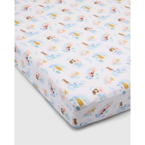 Baby Muslin Fitted Crib Sheet in Tanboocel® Viscose from Bamboo - Mermaids