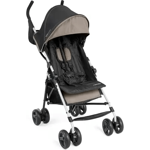 Ingenuity 3D Mini Convenience Stroller – Lightweight Stroller with Compact Fold, Multi-Position Recline, Canopy with Pop Out Sun Visor – Umbrella Stroller for Travel and More, Cashew Tan