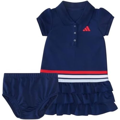 adidas Baby Girls' Short Sleeve Ruffle Polo Dress 2-Piece Set