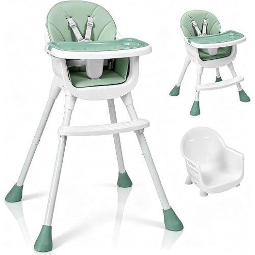 Ktaxon 3-in-1 High Chair for Babies and Toddler with 5-Point Harness, Green