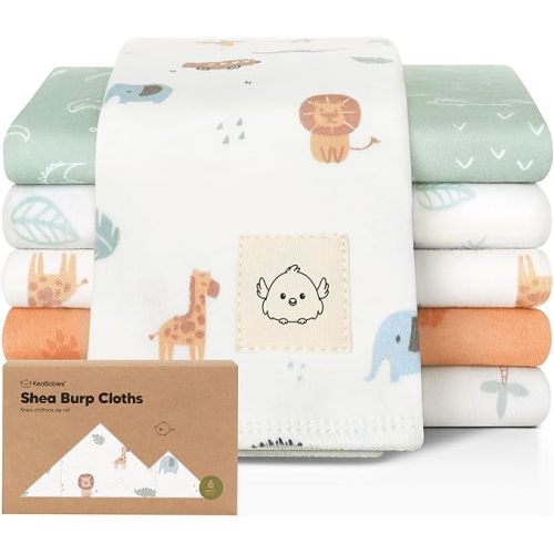 Organic Burp Cloths Baby Boy, Girl - 6-Pack Large Cotton Burping Cloths for Babies, Spit Up Rags, Super Absorbent, Ultra Soft Newborn Rag, Gender Neutral, Machine Washable, Durable (Wilderness)