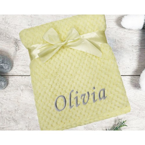 Personalised Baby Yellow Lemon Waffle Blanket | Baby Reveal Announcement Shower Blanket