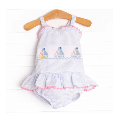 Summer Sails Smocked One Piece, Blue – Stitchy Fish