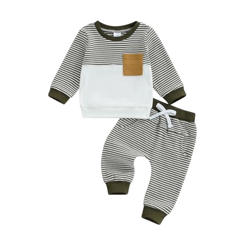 Thorn Tree Toddler Baby Boy Outfits Long Sleeve Contrast Color Sweatshirt Solid Pants Autumn Winter Clothes Set