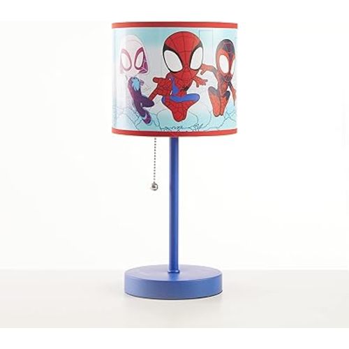 Lámpara de mesa Marvel Spidey y sus increíbles amigos, lámpara de bastón para niños con cadena de tracción de Idea Nuova, divertida iluminación de dormitorio o mesita de noche, decoración oficial de