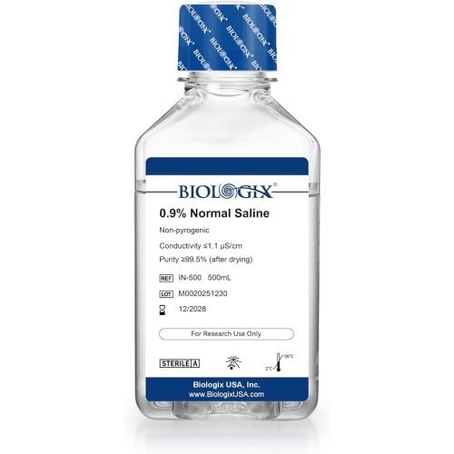 0.9% Normal Saline Solution, 0.1μm Filtration Sterilized Sodium Chloride Solution, Ready-to-Use Buffer for Lab Research Only, 500ml/Bottle (500ml Total)