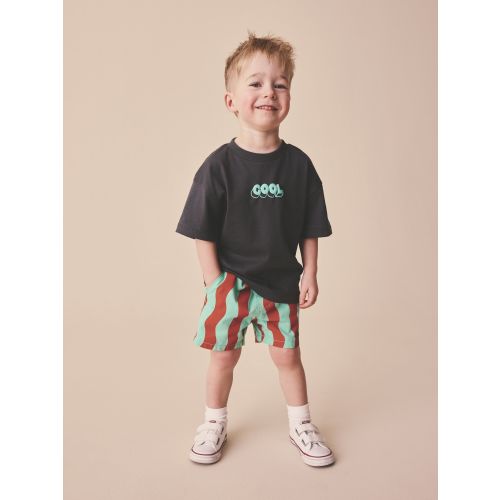 Red/Green Wavy Stripe Pull On Shorts (3mths-7yrs)