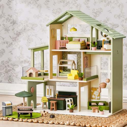 Tiny Land® Sweetwood Edge Dollhouse - Green & Pink