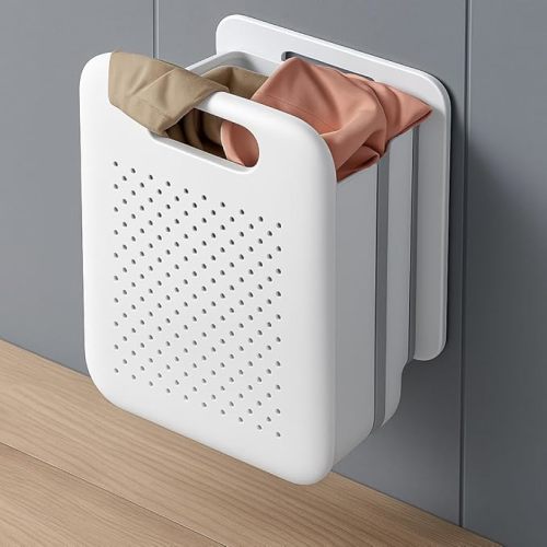 Compact Collapsible Laundry Basket, Space-Saving Laundry Hamper with Wall-Mounted Design - Size Samll