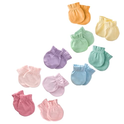 Morgan 10-Pack Baby Mittens 100% Organic Cotton No Scratch Mittens for Newborn Baby Boys & Girls​