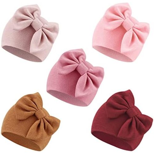 Newborn Baby Girl Hats with Bow Cotton Toddler Infant Beanie Cap Newborn Hospital Hats for Baby Girl Kid 0-24 Months