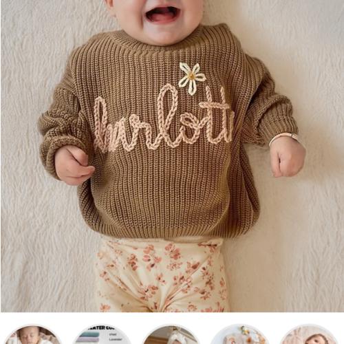 Hand embroidered kids name sweater – KnittyBaby