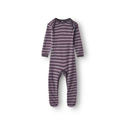Baby merino wool sleepsuit in Purple stripes - $51.99 - Dilling