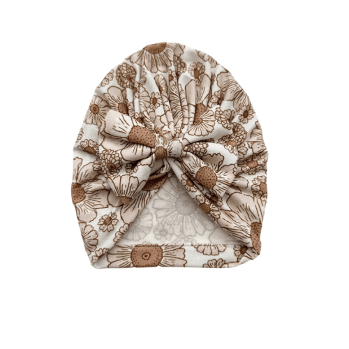 Bow Turban Hat - Flower Garden