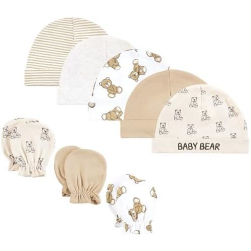 Hudson Baby Unisex Baby Cotton Cap and Scratch Mitten Set