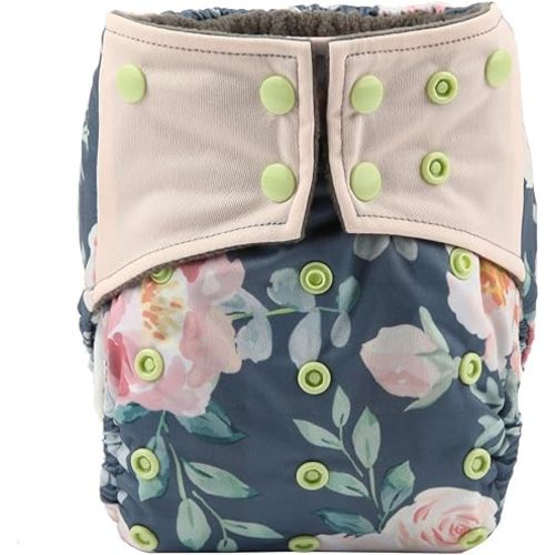 AIll in One Night AIO Cloth Diaper Nappy Sewn in Insert Reusable Washable (Pink Flower) Medium