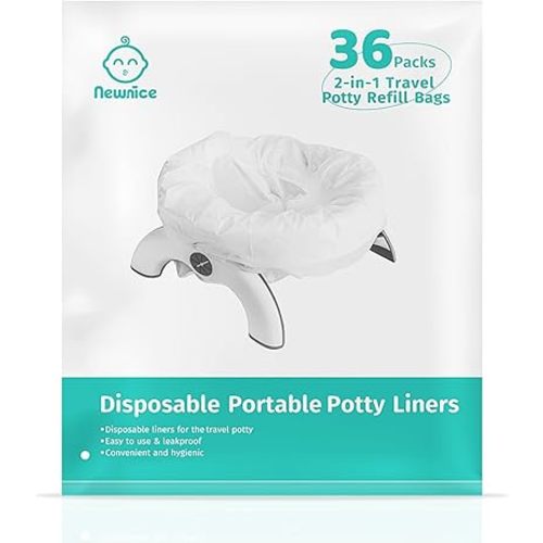 36 Packs Disposable Potty Bags, Portable Travel Potty Bags with 200ml Absorbent Pads, Potty Liners Compatible with OXO Tot 2-in-1 Go Potty, Potty Training Liners Fit Most Potty Chairs for Toddlers
