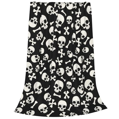 Joktacular Halloween Skull Throw Blanket, Cute Soft Ligtweight Black Skeleton Fleece Blanket, Durable Cozy Anti-Pilling Flannel Blanket for Baby Kids Girls Gift Home Decor 40x50 inches