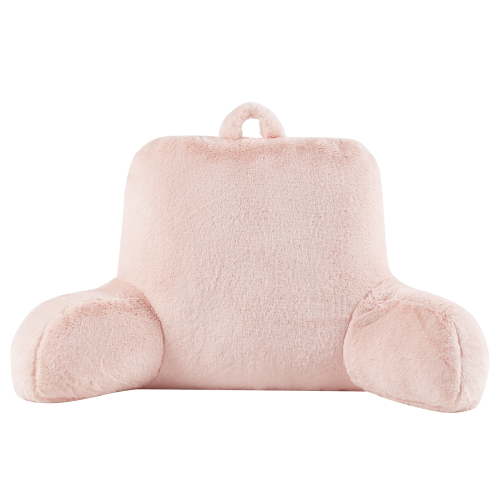 Mainstays Faux Fur Plush Bedrest Pillow, Specialty Size, Peach Pink