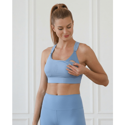 Chloe 3 Running Nursing Sports Bra (Malibu Blue)
