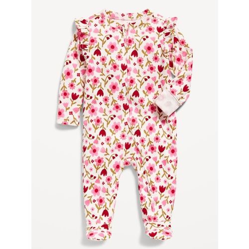2-Way-Zip Sleep & Play Ruffle-Trim Footed One-Piece for Baby