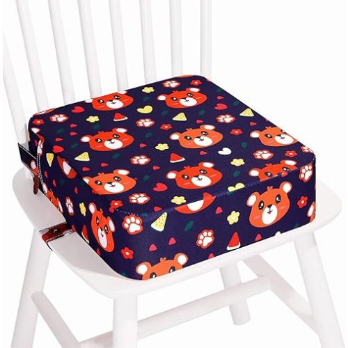 Toddler Booster Seat for Kitchen Chair, Non-Slip Kids Dining Table Booster Seat with Adjustable Safer Straps, Portable Baby Eating Travel Camping Increasing Cushion