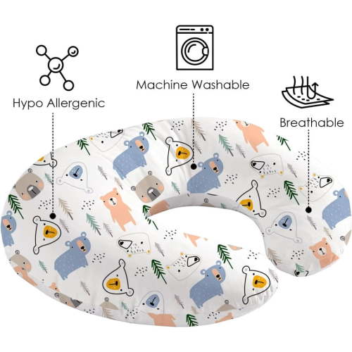 Bimocosy Nursing Pillow for Baby Boys Girls, Machine Washable Cover, Breathable Filling, Tummy Time Support