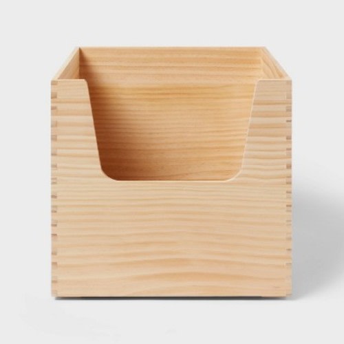 Large Stackable Kids' Wood Storage Bin Natural - Pillowfort™