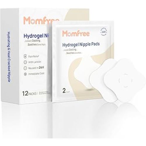 Hydrogel Soothing Gel Pads for Breastfeeding: Breast Pads Reusable for Instant Pain Relief | Provides Cooling Effect | Healing Nipples - 12 Packs(24 Count)