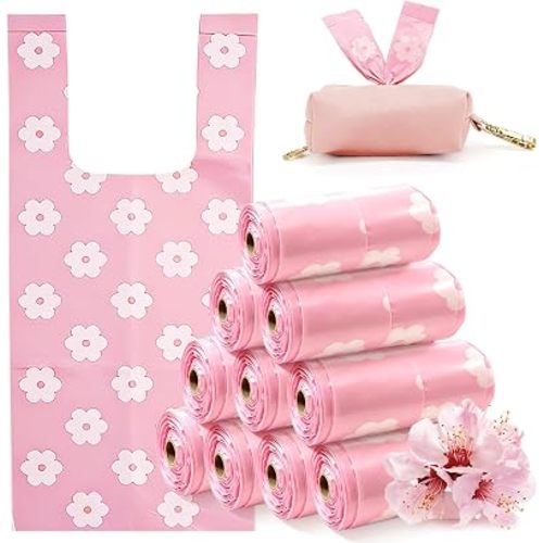 150 Pcs Portable Disposable Diaper Bags with Dispenser Cherry Blossom Scent