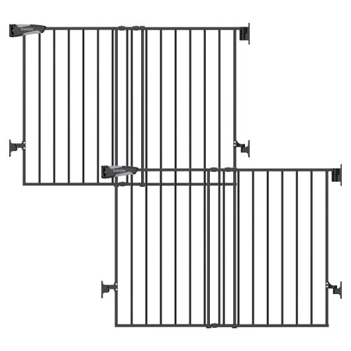 Babelio Baby Gate for Stairs, Kitchen & Doorways, No Bottom Bar| Easy Installation| One-Handed Operation| Auto-Close| Hardware Mount (Drill Needed) Safety Dog Gate (Black - 2 Pcs, 26-43" W, 28" H)