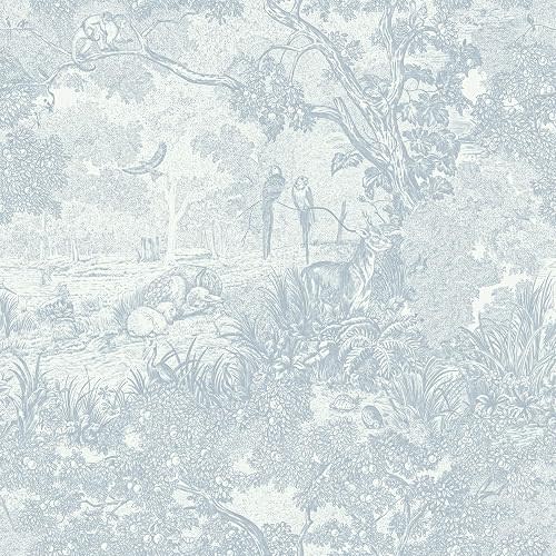 Heroad Peel and Stick Wallpaper Blue and White Vintage Forest Animals Floral Wallpaper Removable Self-Adhesive Contact Paper for Bedroom Living Room Cabinets Decoration Thicken Vinyl 17.3''x78.7''