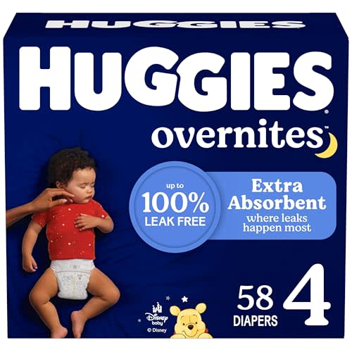 Huggies Overnites Size 4 Overnight Diapers (22-37 lbs), 58 Ct, Packaging May Vary