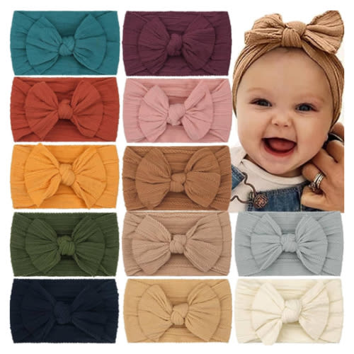 CÉLLOT Super Stretchy Soft Knot Headbands with Hair Bows Head Wrap Hair Accessories For Newborn Baby Girls Infant Toddlers Kids