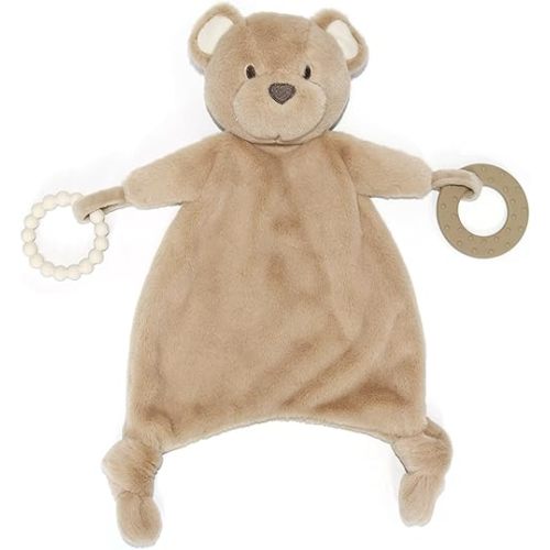Loveys for Babies, Lovey Including Teether, Soft Stuffed Animals Security Blanket, Baby Snuggle Toy, for Newborn Boys and Girls(Bear)