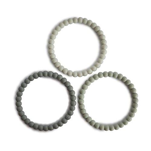 mushie Pearl Teether Bracelet | 3-Pack (Clary Sage/Tuscany/Desert Sand)