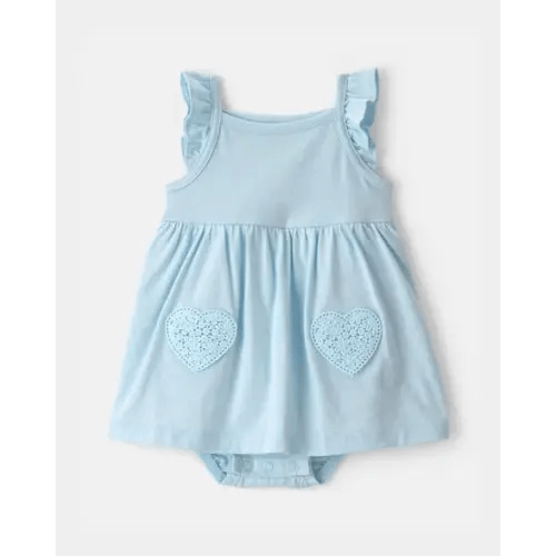 Baby Girl Heart Sleeveless Bodysuit Dress - Blue | Carter's