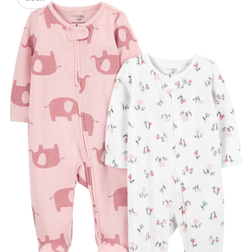 Simple Joys by Carter's baby-girls 2-way Zip Thermal Footed Sleep and Play, Pack of 2
